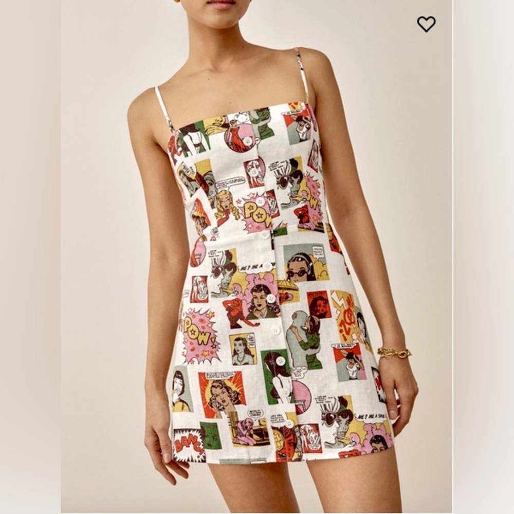 Reformation Huckleberry Linen Dress in Comic Book Size 4
